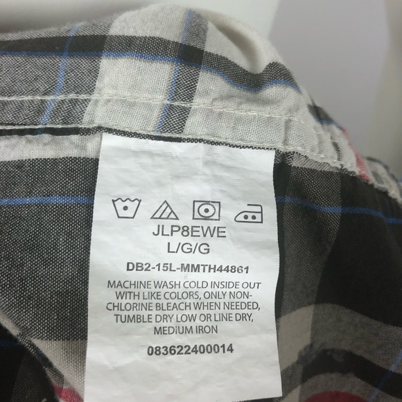 Wrangler Rugged Men's Plaid Western Shirt-Black & White-Sz Large Long Sleeve EUC - Picture 12 of 12